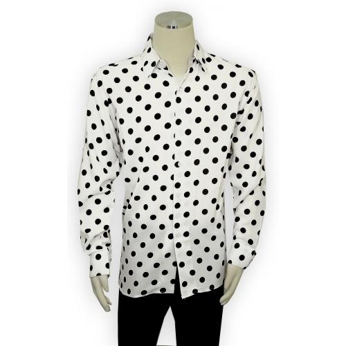 Pronti Off-White / Black Polka Dot Design Long Sleeve Shirt S6354